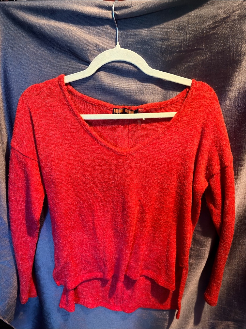 Love Tree Red V-Neck Lightweight Knit Top